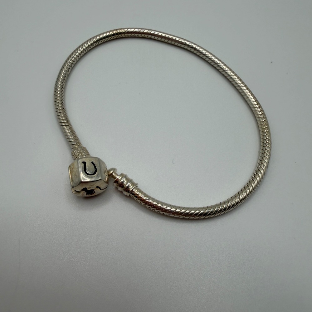 Chamilia Sterling Silver Snake ChainCharm‎  Bracelet Round Link Barrel Clasp